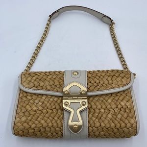 Like new Michael Kors Straw/Leather Shoulder/Clutch Bag